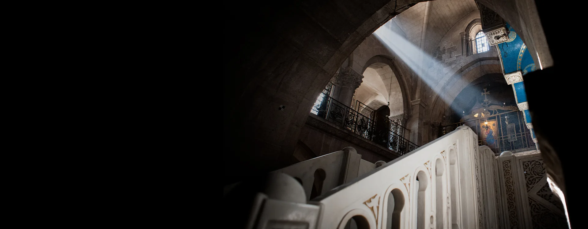 Light falling through a historic mosque interior